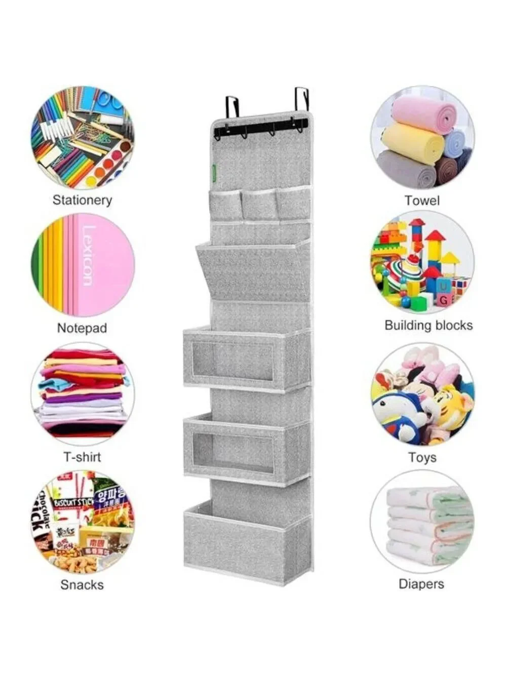 Over the Door Organizer Hanging Storage with Clear Pockets for Closet Pantry